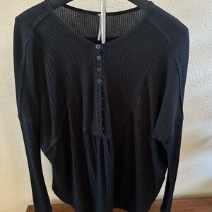Free People Black Button-Down Shirt